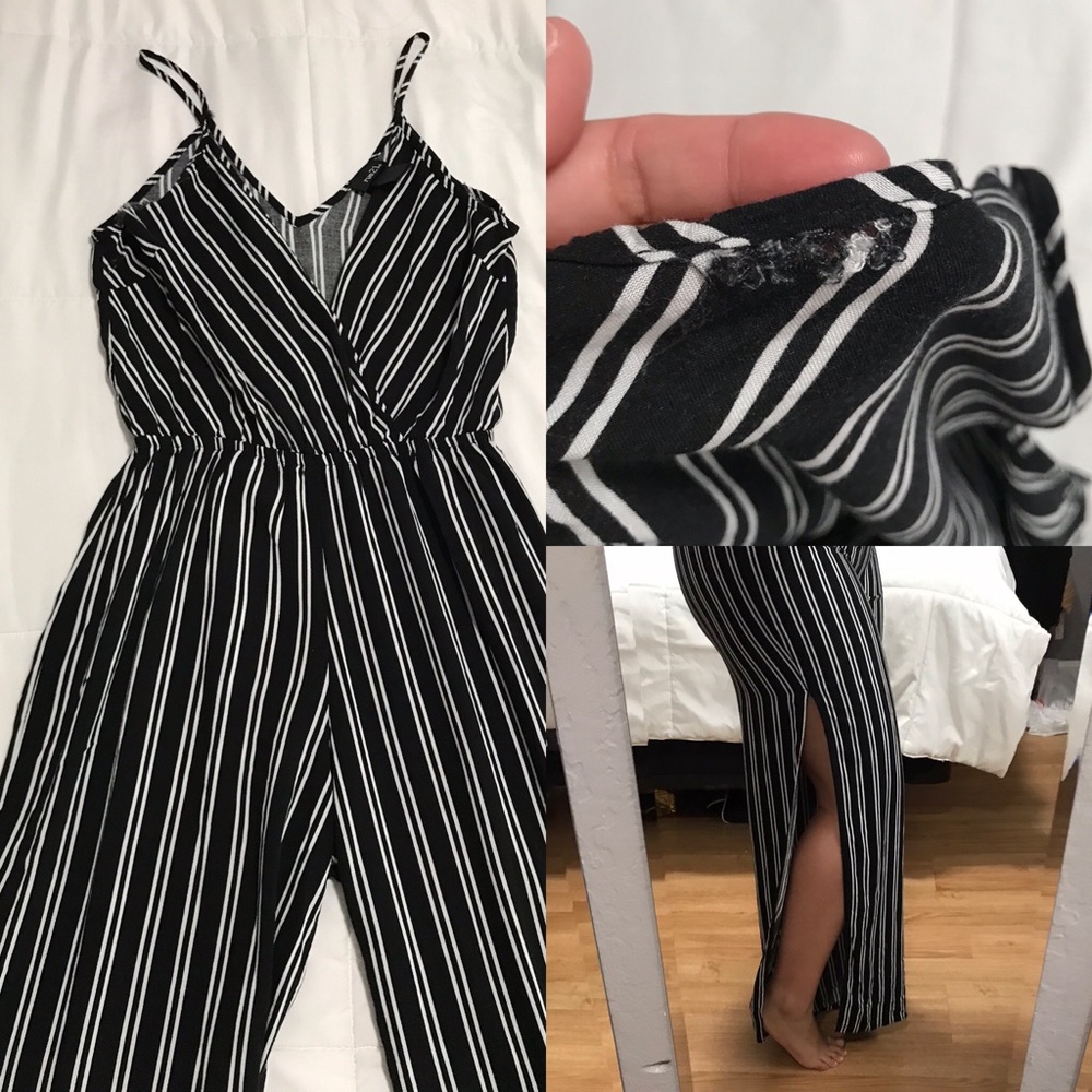 Black & white stripped jump suit